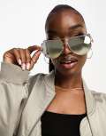 Quay High Key polarised aviator sunglasses in gold