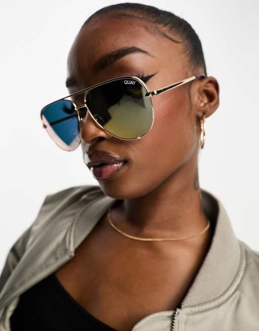 Quay - High Key - Polariserede aviator-solbriller i guldfarve, 3 af 4