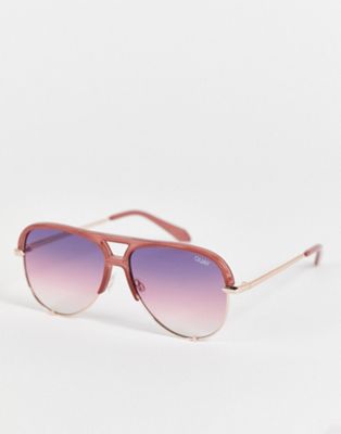 Quay High Key Remixed aviator sunglasses in pink