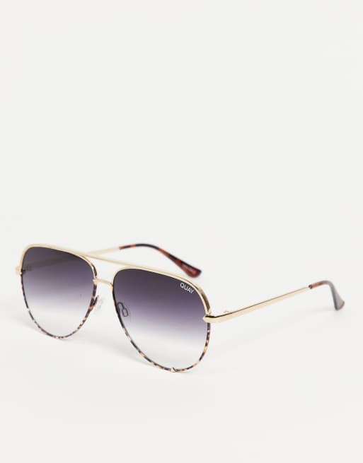 Quay High Key womens aviator sunglasses in gold | ASOS