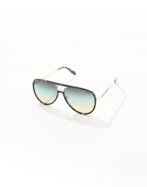 Quay The Playa Gold Aviator Blue Green Gradient Sunglasses QUAY VIVIENNE Aviator Sunglasses Gold Frame | Mercari main image 3