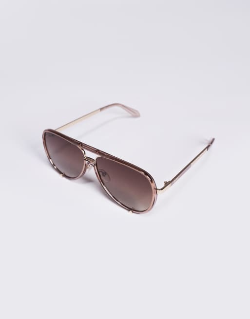 Quay High Profile in clear pink with brown lens 