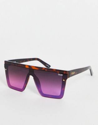 Quay Hindsight shield sunglasses in tort