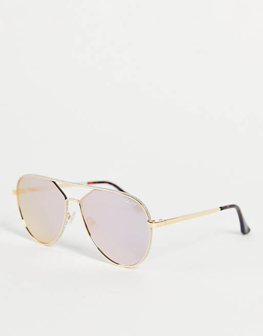 Quay Hold Please womens aviator sunglasses in gold