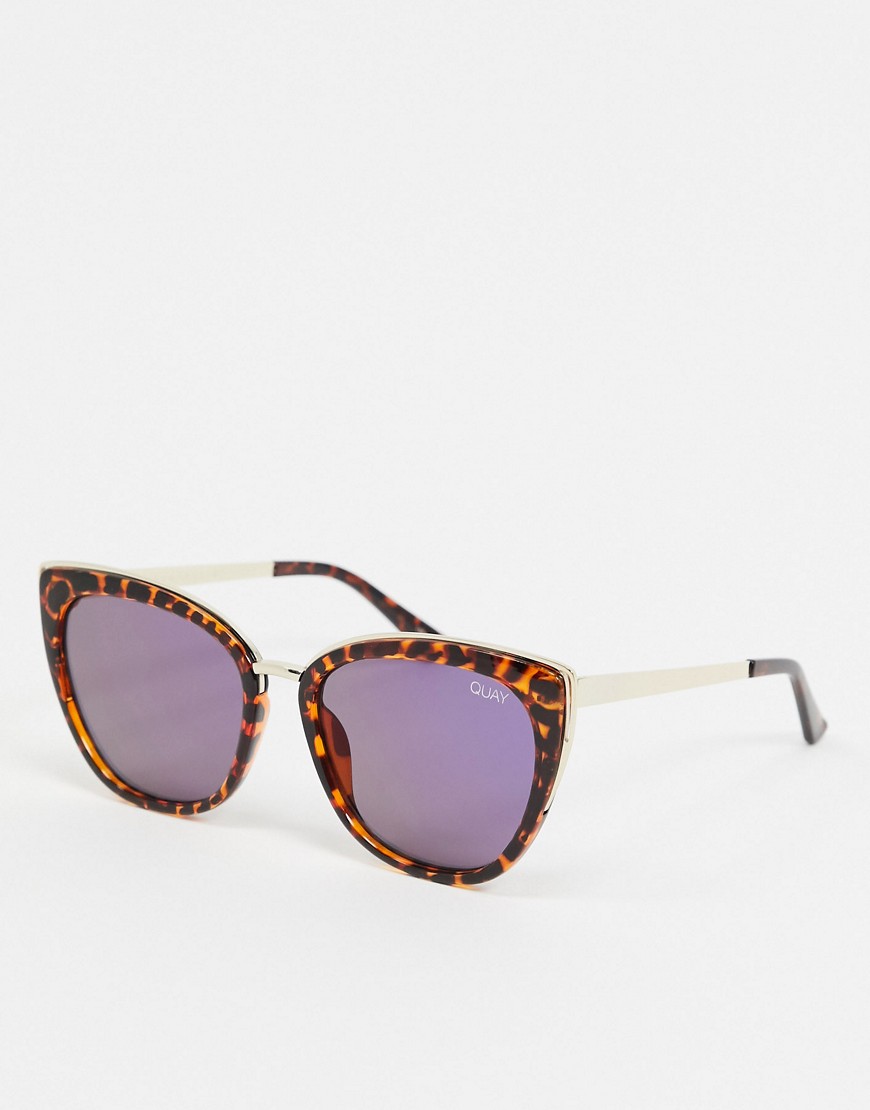 Quay honey cat eye sunglasses in tortoise shell-Blue