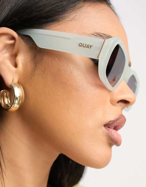 Quay Hyped Up rectangle sunglasses in mint | ASOS display picture 1