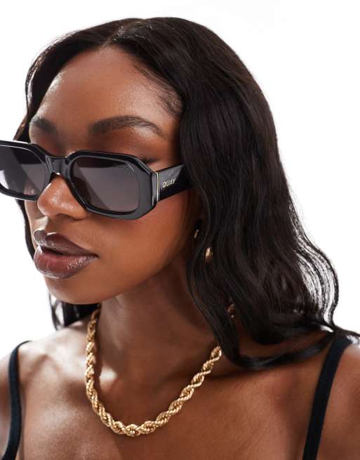 Quay Hyped Up square sunglasses in black - BLACK | ASOS display picture 1