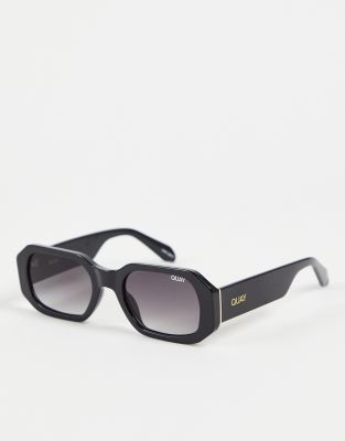 Quay Who Is She Womens Square Sunglasses In Black In Black