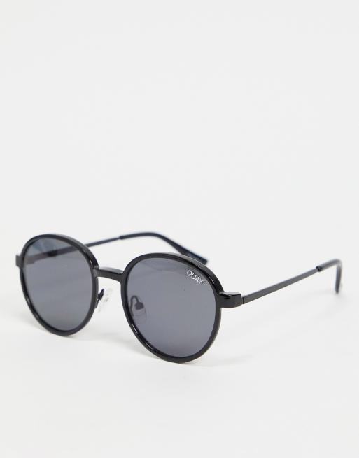 Quay - I See You - Ronde uniseks clip-on zonnebril met gepolariseerde glazen in zwart