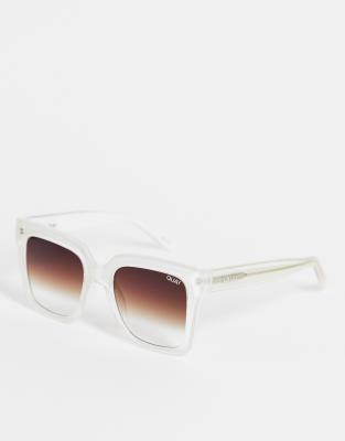 Quay icy white frame square lens sunglasses