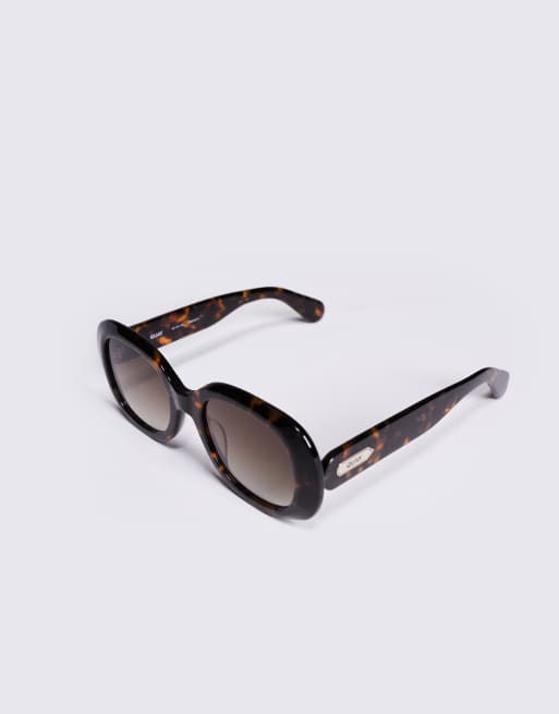 quay australia impromptu black oversized modern round sunglasses eyewear NEW Quay impromptu oversized round sunglasses in tortoiseshell  main image 4