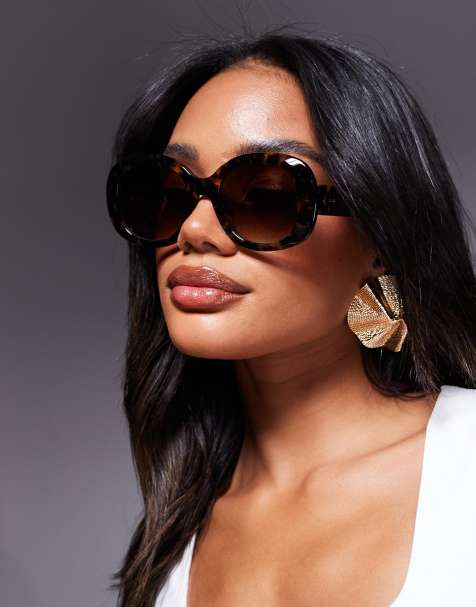 Quay – Impromptu – Runde Oversize-Sonnenbrille in Schildpatt-Optik - view 1