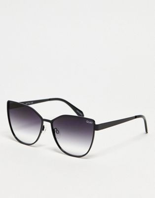 Shop Quay In Pursuit Cat Eye Sunglasses In Black Fade