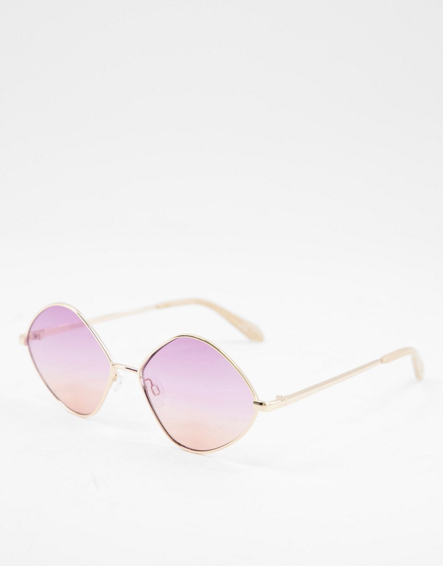 quay it's a look diamond sunglasses with ombre lilac lens in gold