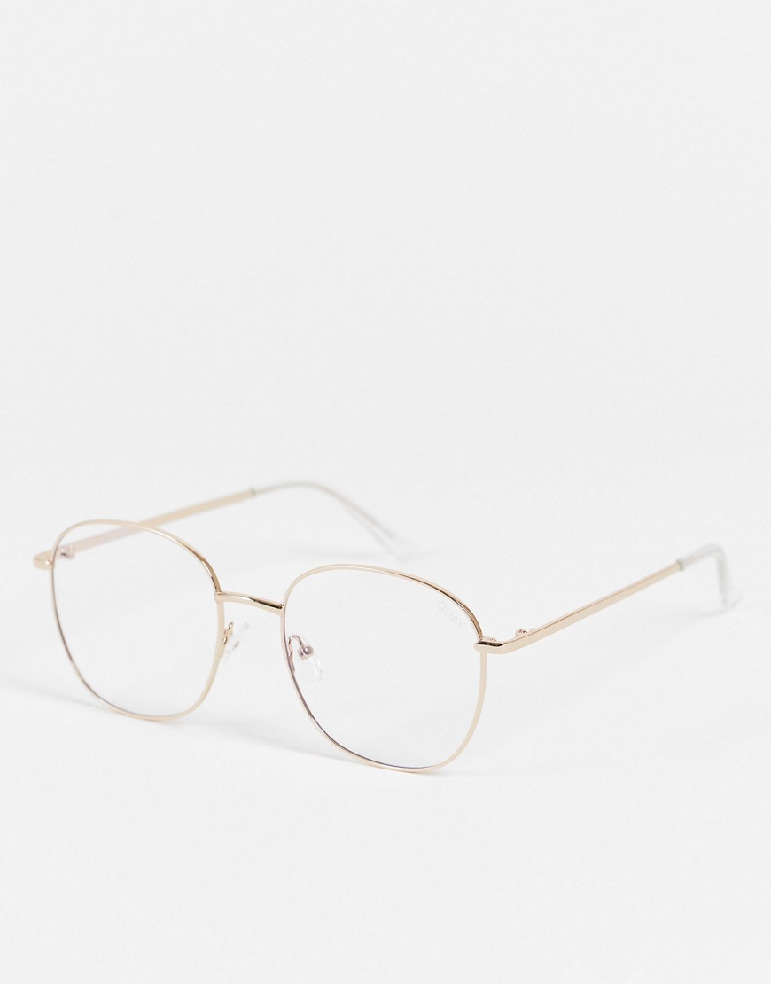 quay jezabel round sunglasses in gold clear