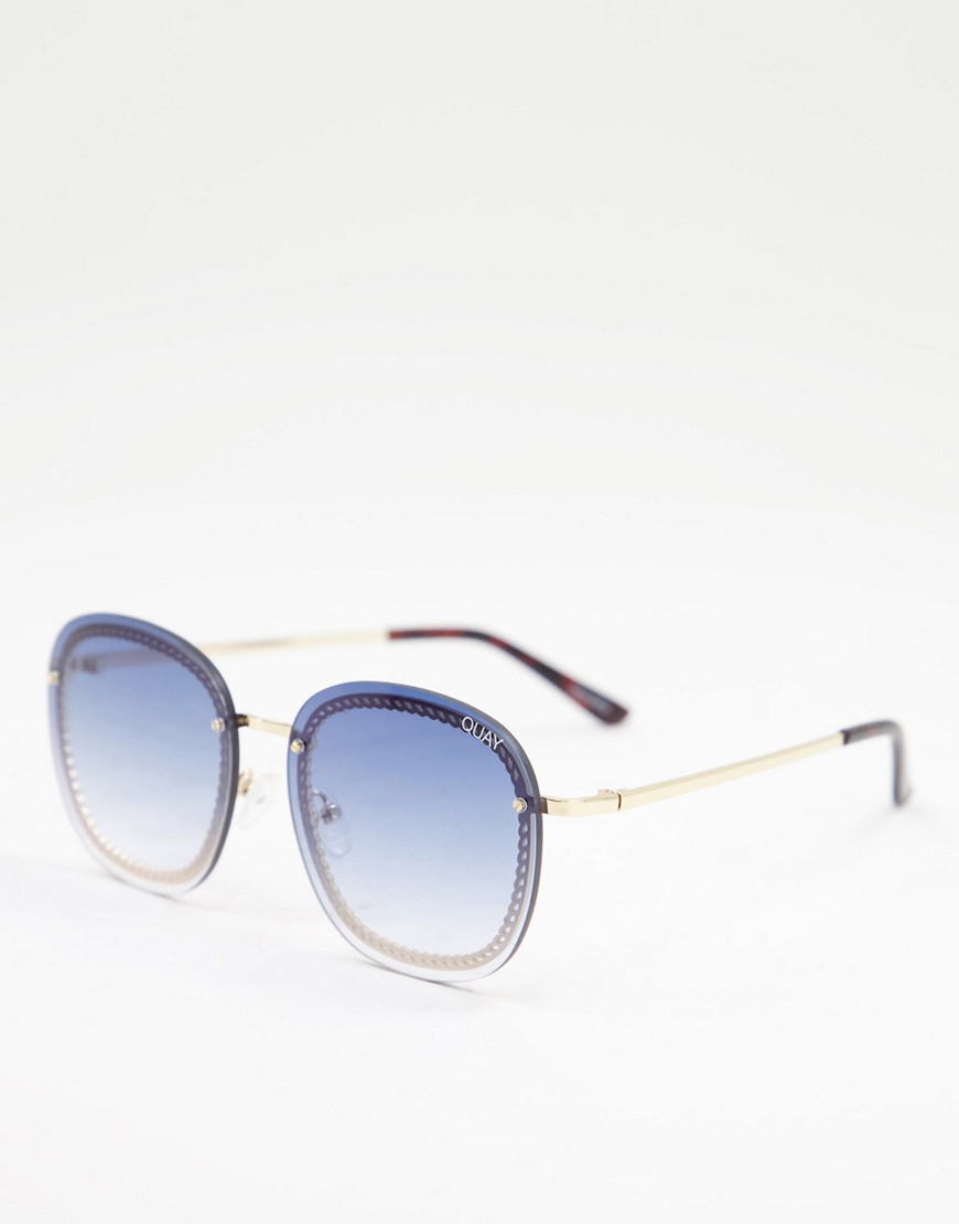 Quay jezabell chain oversized sunglasses-Blues