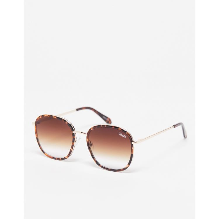 Quay Australia Jezabell 53mm Rimless Aviator Sunglasses in Chocolate/Brown Gradient