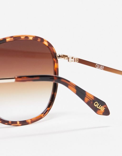 QUAY Jezabell Sunglasses in Black/Brown/Orange Quay Jezabell Inlay sunglasses in tort brown fade | ASOS main image 3