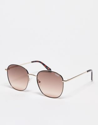 Quay Jezabell round sunglasses in brown - ASOS Price Checker