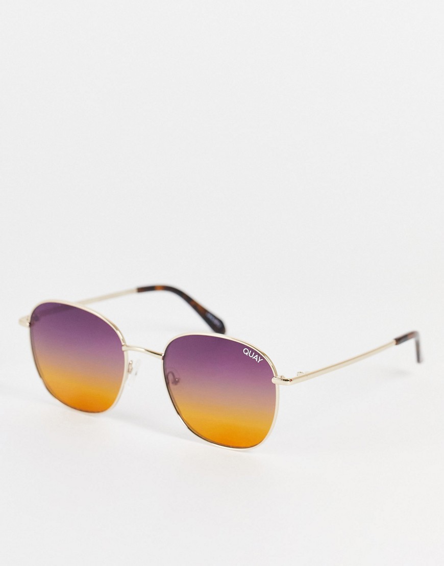 quay jezabell round sunglasses in purple ombre