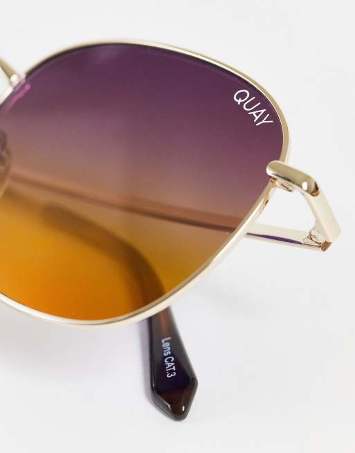 Quay Australia Jezabell Oversized Round Sunglasses Gold Purple Ombré Quay Australia Jezabell Oversized Round Sunglasses Gold  main image 4