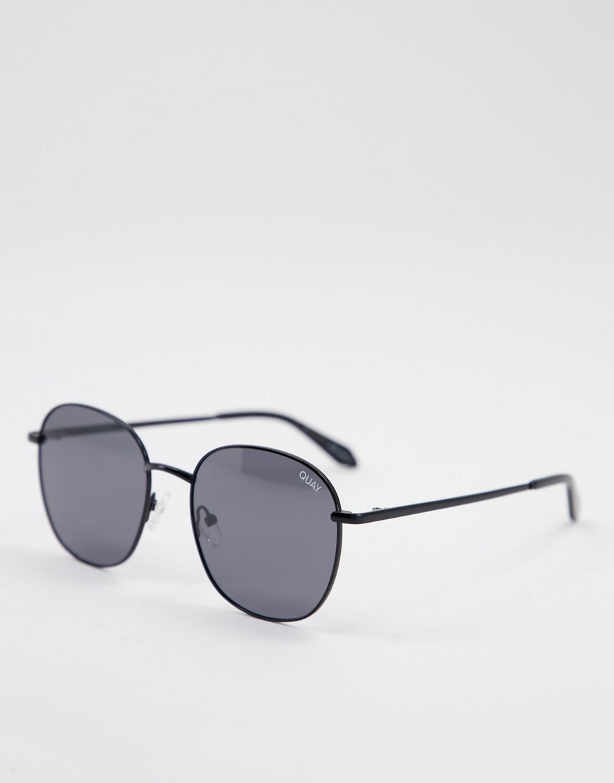 quay jezabell unisex round sunglasses with polarised lens in black