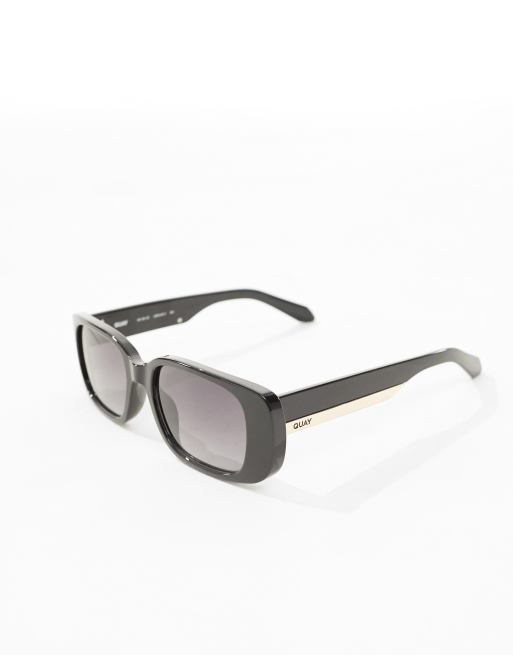 Quay Karma rectangle sunglasses in black | ASOS display picture 1