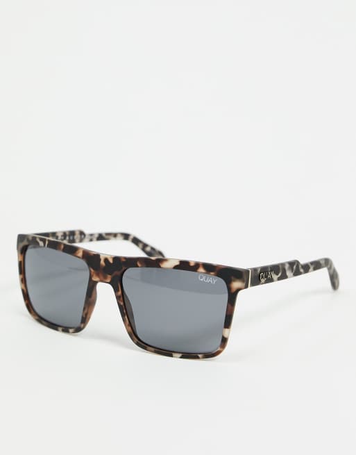 Quay Let It Run mens square sunglasses with polarised lens in tort
