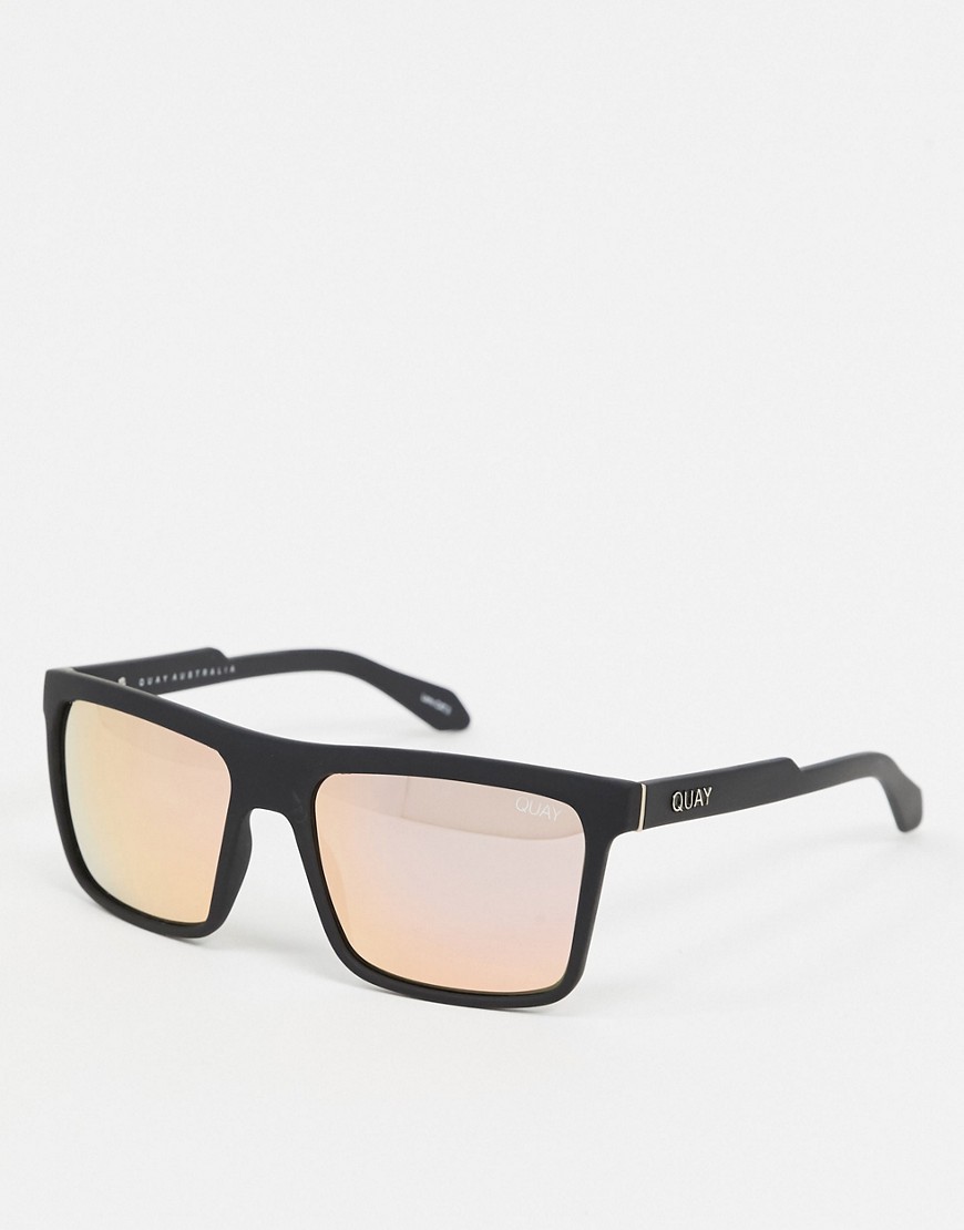 Quay - Let it Run - Vierkante zonnebril in perzikkleur-Roze