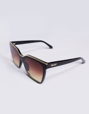 Quay Level Up Square Cat Eye Sunglasses In Brown