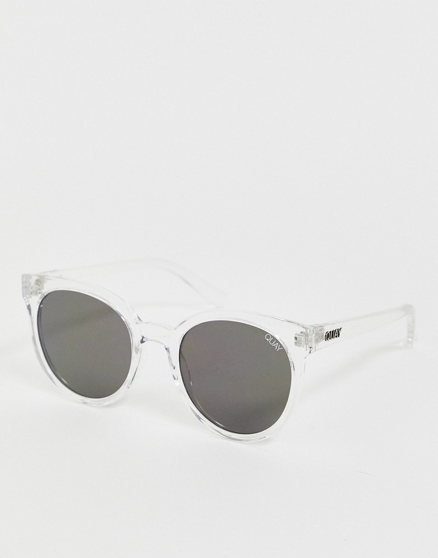 Quay Like Wow Round Sunglasses-Clear