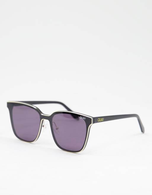 Quay - Lined Up - Unisex firkantede solbriller i sort