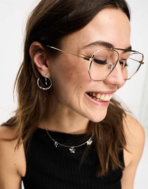Quay - Locals Only - Ronde aviator zonnebril tegen blauw licht in zwart en goud 