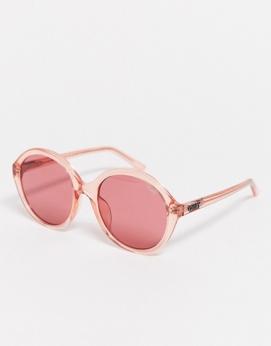 Quay - Love - Roze ronde zonnebril met getinte glazen