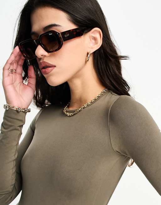Quay - Lunettes de soleil carrées à motif écaille de tortue
