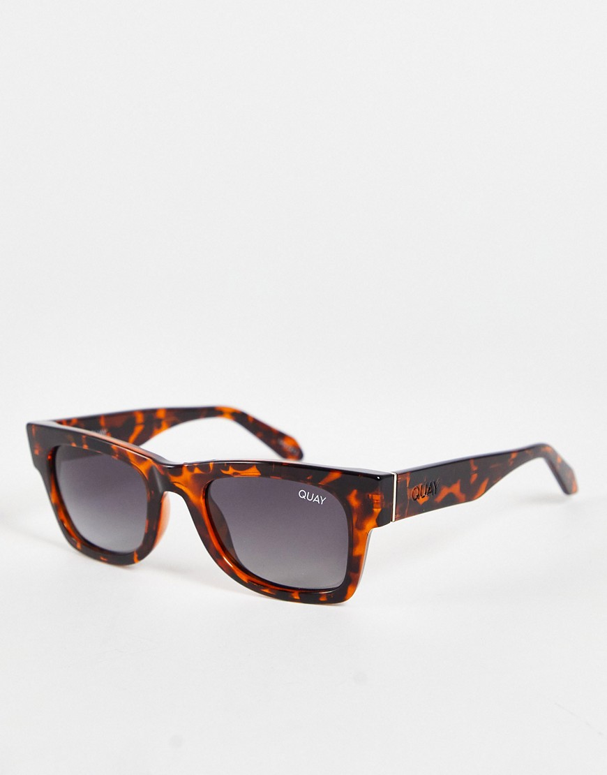 quay makin moves square sunglasses with polarised lens in tort-brown