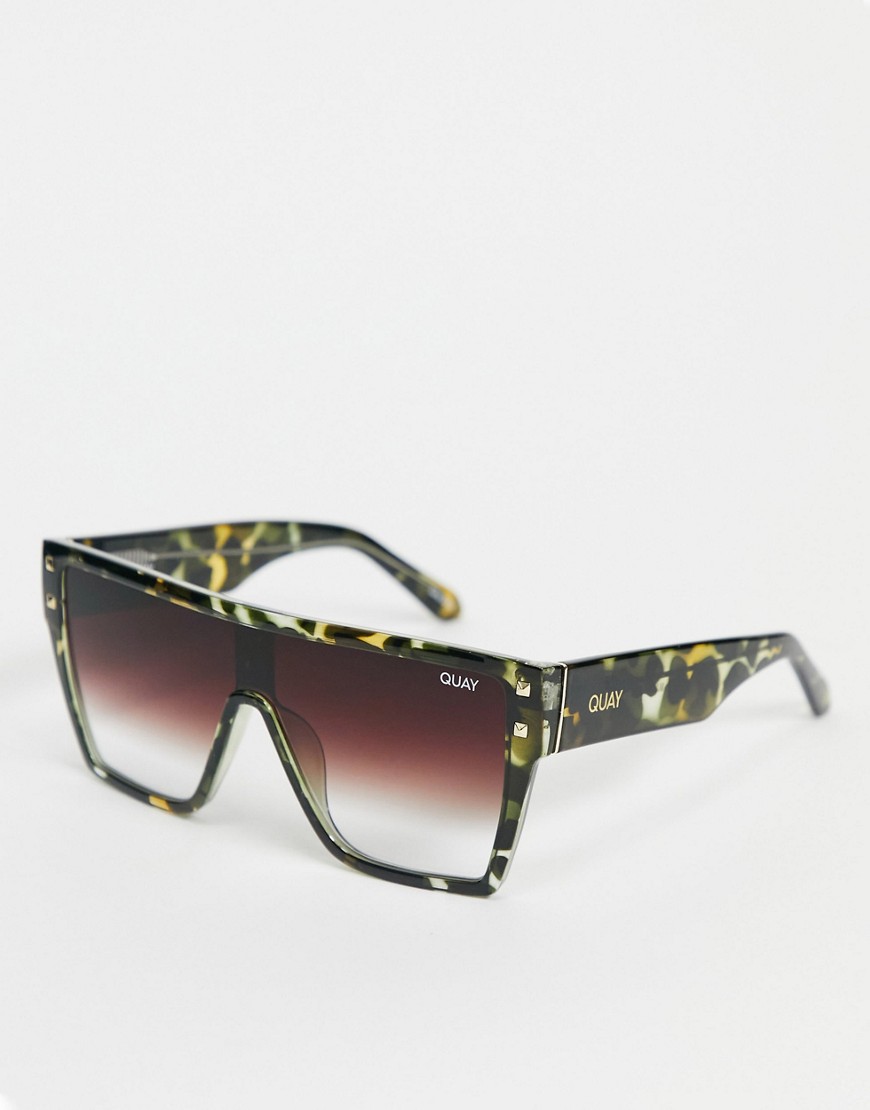Quay Maxed Out womens flatbrow sunglasses in black multi