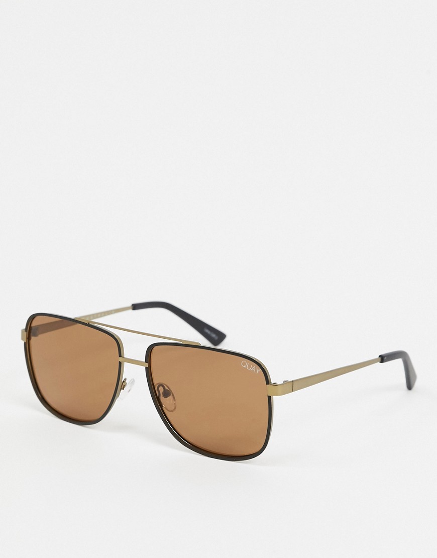 Quay - Modern Times - Vierkante zonnebril in bruin