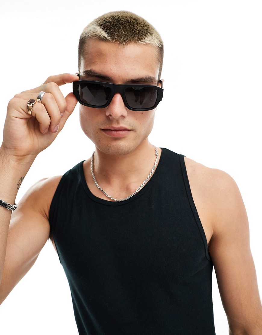Quay Nightcap Shield Sunglasses In Matte Black Polarized