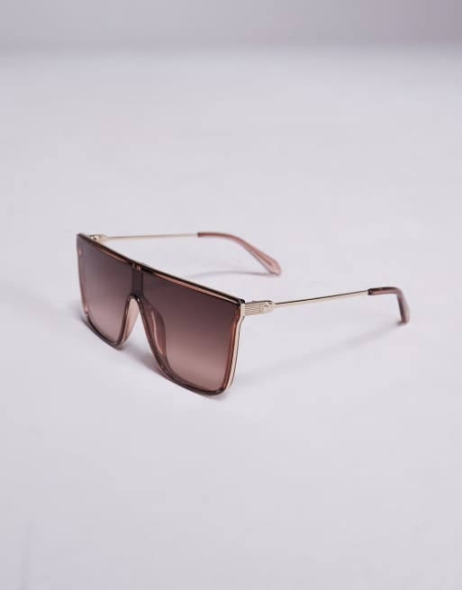 Quay Nightfall Remixed shield sunglasses in blush pink | ASOS display picture 3