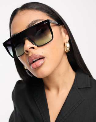 Quay Nightfall shield sunglasses in black and mint gradient