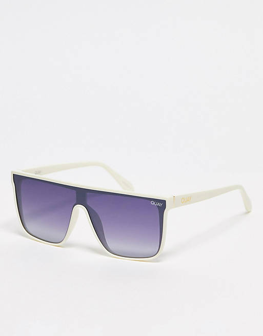 Quay Nightfall shield sunglasses with polarised lens in white