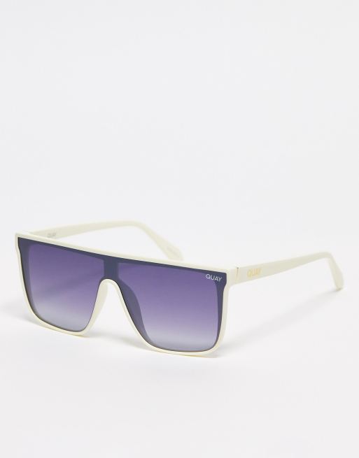 Quay Australia Quay Nightfall shield sunglasses with polarised lens in white ユニセックス