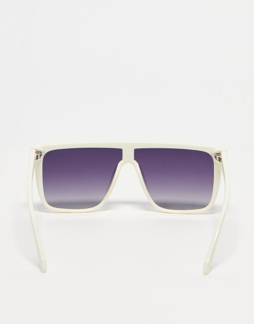 Quay Australia Polarized Nightfall White Shield Sunglasses with Purple Lenses Quay Nightfall shield sunglasses with polarised lens in  main image 4