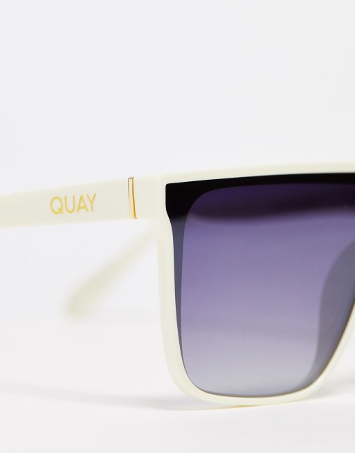 Quay Australia Polarized Nightfall White Shield Sunglasses with Purple Lenses Quay Nightfall shield sunglasses with polarised lens in  main image 2
