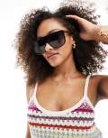 Quay No Curfew shield sunglasses in black polarised