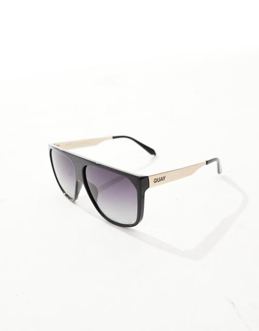 Quay no curfew shield sunglasses in black polarized | ASOS display picture 1