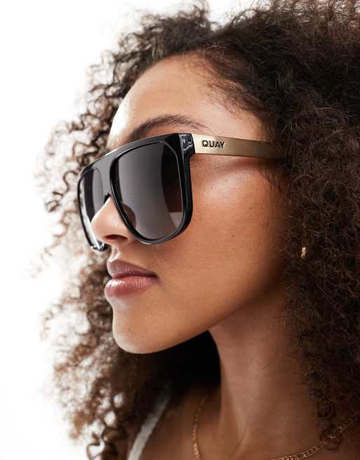 Quay no curfew shield sunglasses in black polarized | ASOS display picture 2