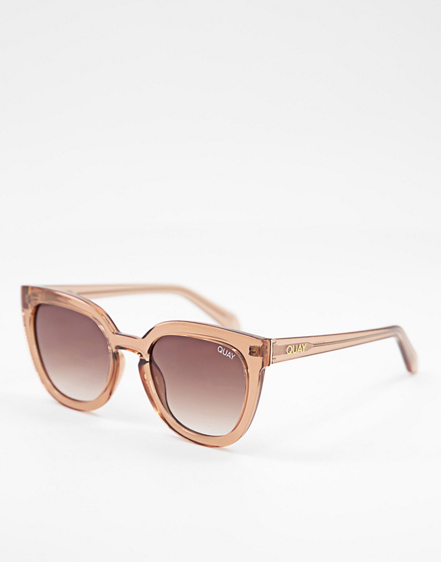 quay noosa womens cat eye sunglasses in beige-brown