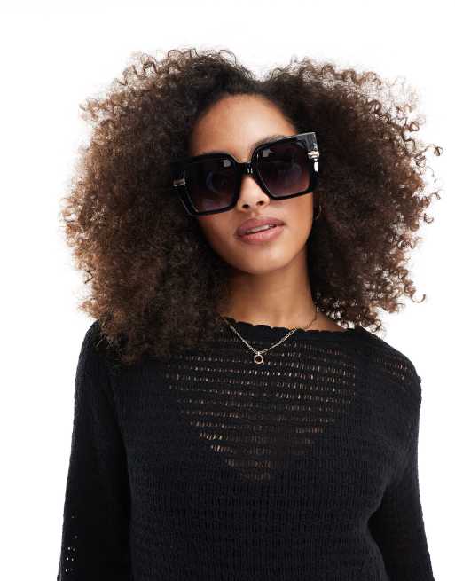 Quay – Notorious – Eckige Sonnenbrille in Schwarz, 3 von 4